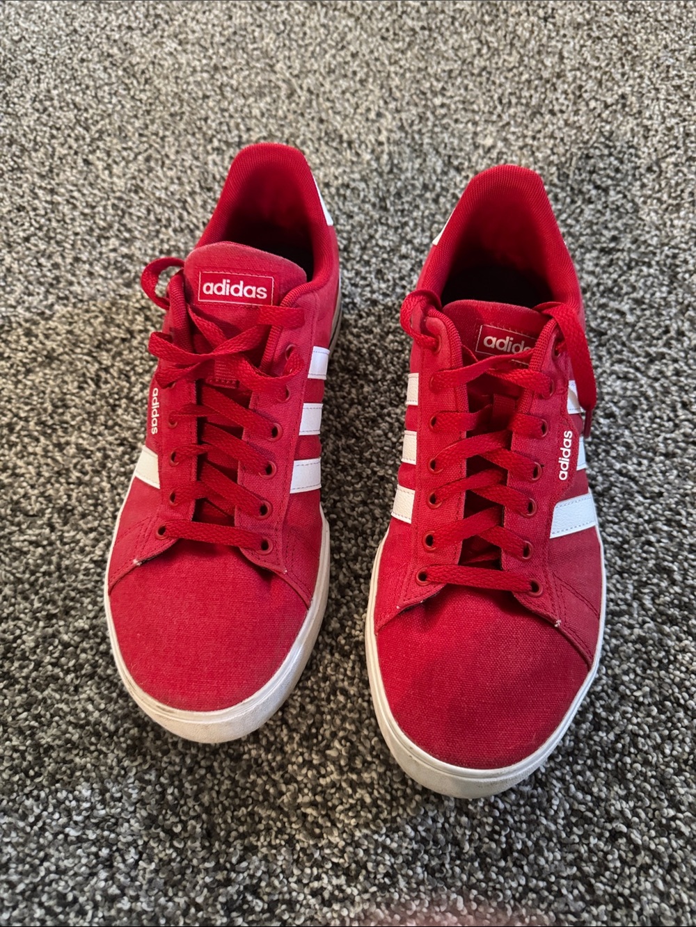 Adidas Daily Snaeker 3.0 Red Canvas Low-Top Sneakers with White Stripes